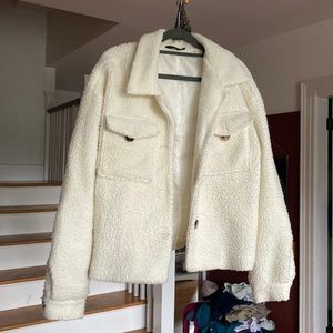 White teddy jacket! Not very thick but nice to wear in fall :)